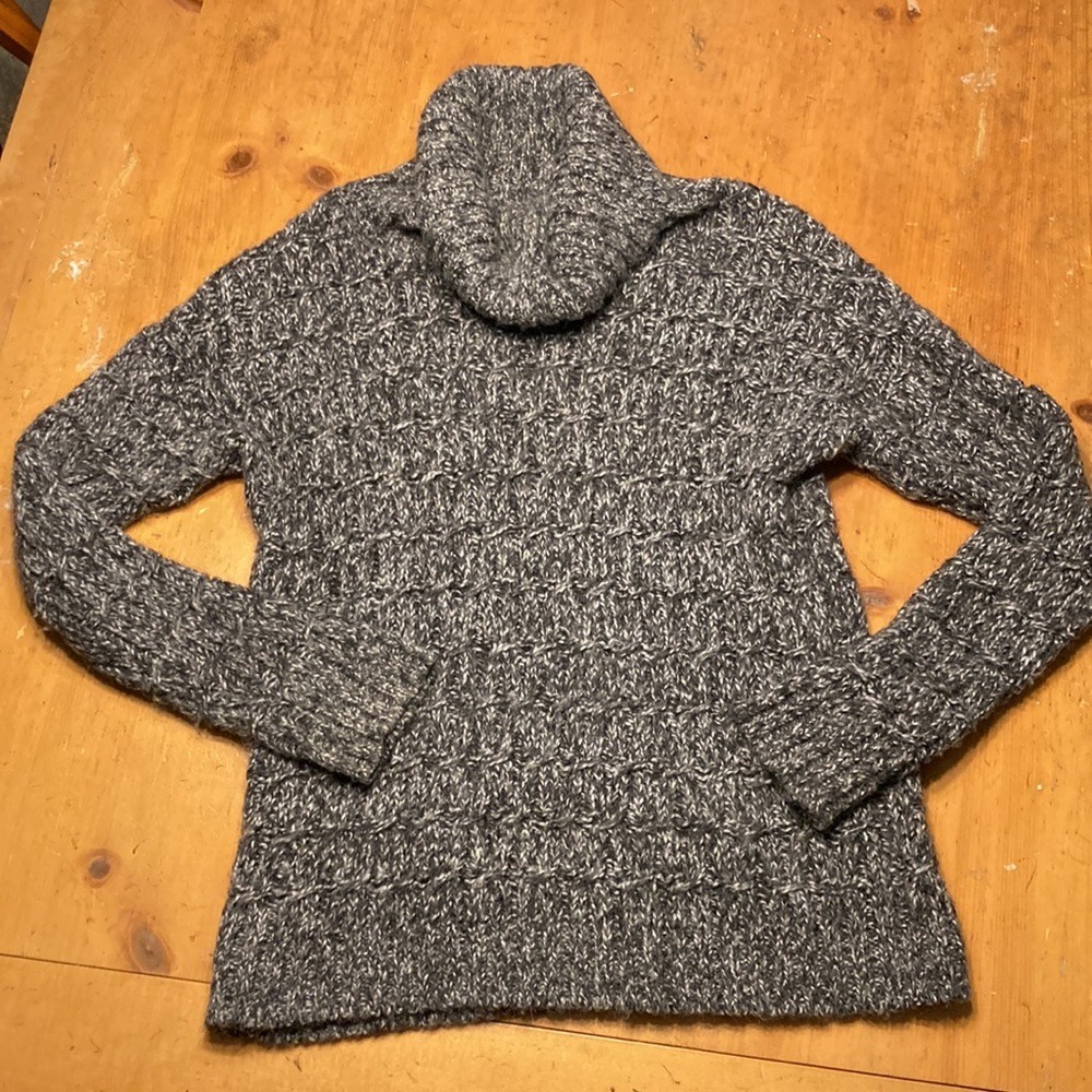 Merona Gray Marled Cozy Core Cowl Neck Wool Blend Chunky Knit Sweater Womens M - Picture 7 of 8